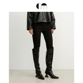 显瘦小脚牛仔裤 COMME 加绒微弹黑色修身 修身 MOI吕燕设计师春女装