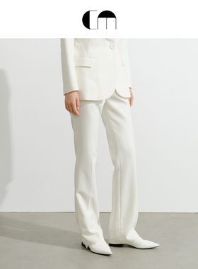 COMME MOI吕燕设计师早春女通勤微喇高腰羊毛直筒西装休闲裤