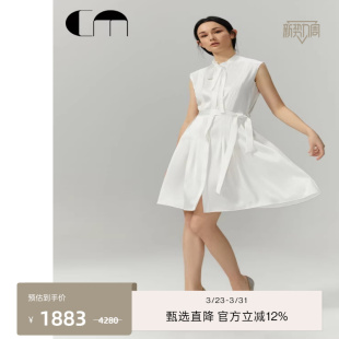 醋酸衬衫 无袖 连衣裙女 MOI吕燕设计师早春褶饰收腰通勤时尚 COMME