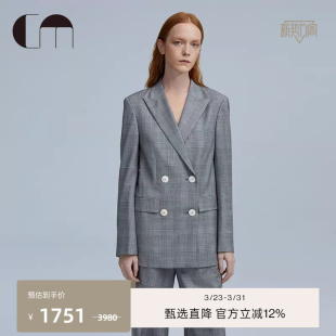 女士羊毛通勤西装 复古格子时尚 外套 MOI吕燕设计师早春经典 COMME