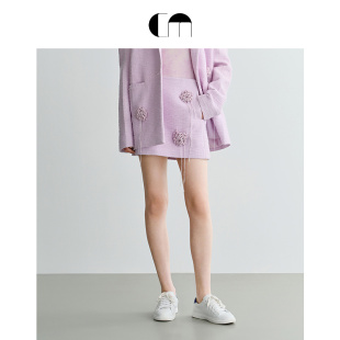 MOI吕燕设计师花朵流苏花呢短裙 COMME 王珞丹同款