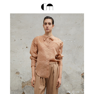 COMMEMOI吕燕设计师早春女装通勤休闲欧根缎真丝廓形衬衫美拉德