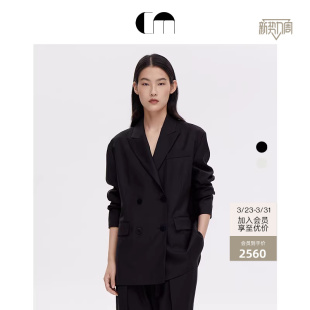 COMME 外套女 MOI吕燕设计师早春绵羊毛廓形双排扣通勤休闲西装