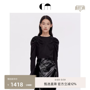 黑色衬衫 COMME 饰长袖 打褶装 MOI吕燕设计师女装