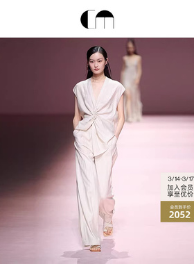 [秀场同款]COMME MOI吕燕设计师女装通勤收褶松紧阔腿裤