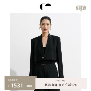COMME 外套 MOI吕燕设计师早春女精纺羊毛造型截短箱型西装