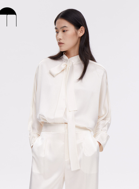 COMME MOI吕燕设计师早春垂感舒适系带设计通勤淡人女士长袖衬衫