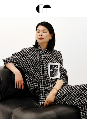 [吕燕陈数同款]COMME MOI吕燕设计师早春连袖飘带领桑蚕丝衬衫