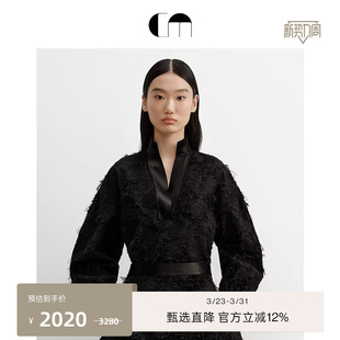 提花拼接黑色立领衬衣 时尚 COMME MOI吕燕设计师早春女装