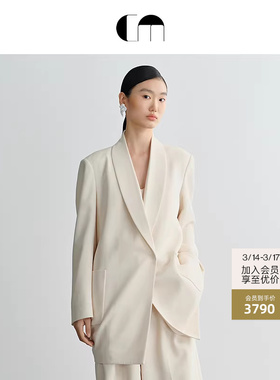 COMME MOI吕燕设计师早春女装复古宽松青果领茧型西装