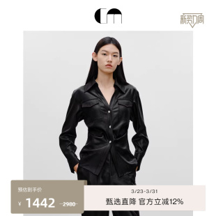 上衣 三醋酸通勤衬衫 COMME MOI吕燕设计师早春女收腰衬衫