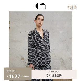 套装 COMME &休闲裤 双排扣直筒真丝西装 MOI吕燕设计师早春女装
