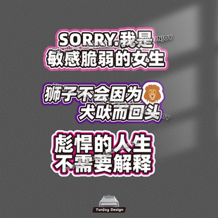 创意文字标语脆弱女生安全反光磁性车贴边界感粉色防水粘彪悍贴纸