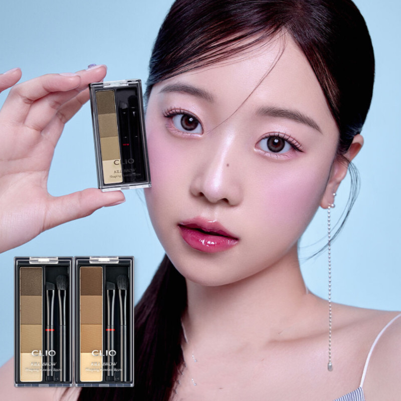 韩国clio四色眉粉灰棕色2024新款持久防汗不晕染自然眼影一体盘女