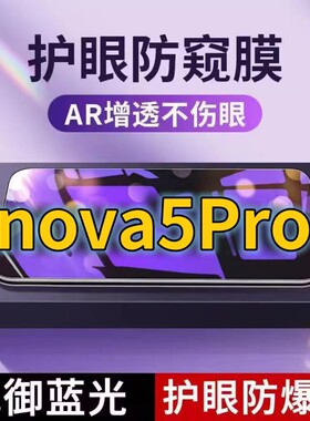 适用 华为Nova5Pro抗蓝光防窥膜SEA-AL10全屏护眼防偷窥看钢化膜5G手机膜NOVA5i黑边防盗隐私保护膜防摔防爆