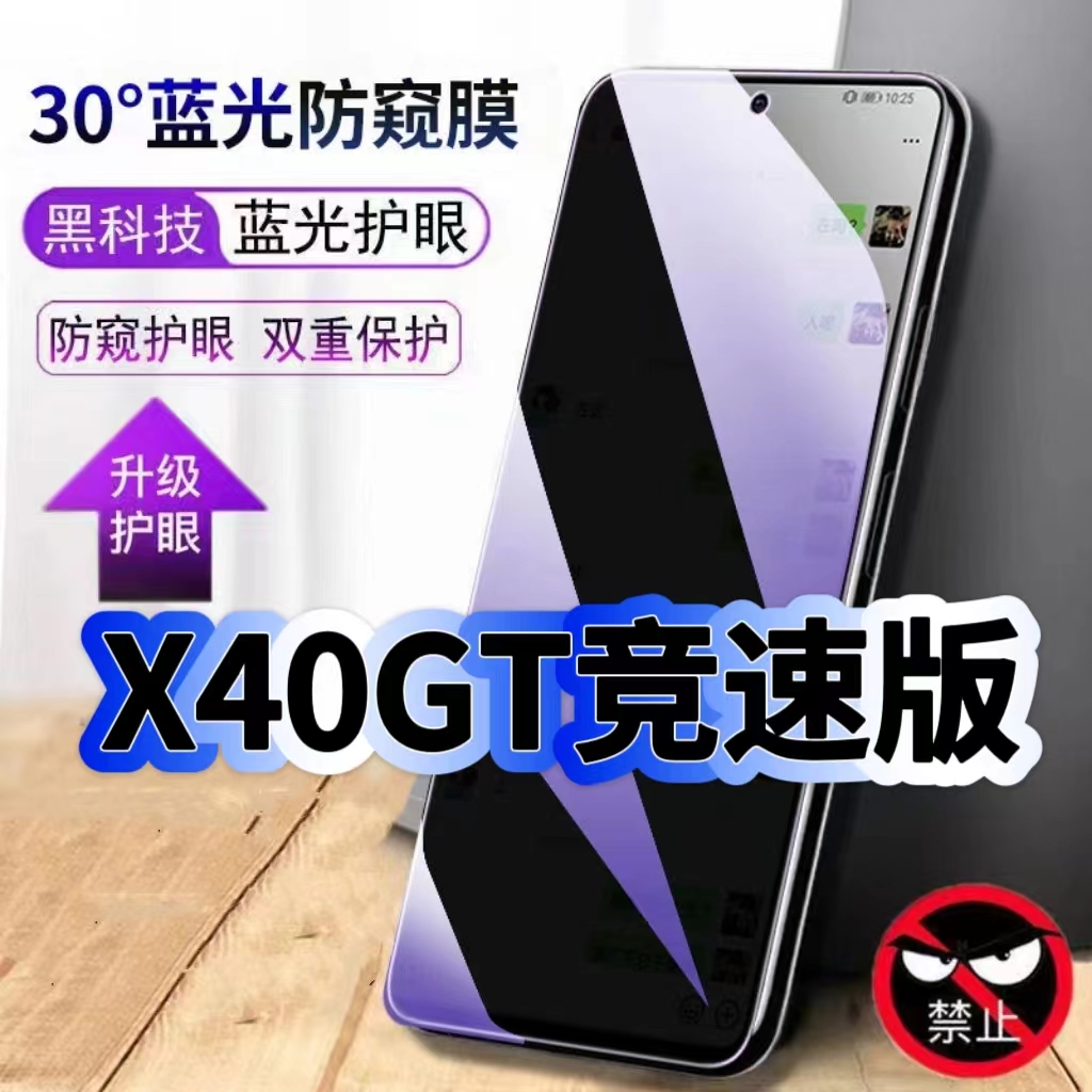 适用荣耀X40GT竞速版防偷窥护眼蓝光钢化膜ADT-AN00黑边手机膜防偷看隐私防窥膜5G全屏防摔爆保护高清玻璃膜