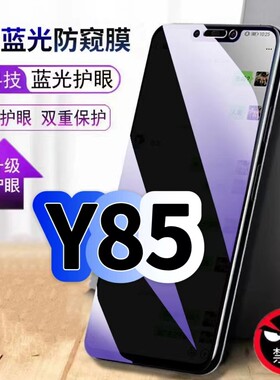 适用vivoY85防偷窥护眼蓝光钢化膜V1730EA黑边手机膜防偷看隐私步步高Y85A防窥膜5G全屏防摔保护高清玻璃贴膜
