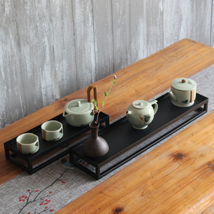铁艺茶杯茶壶架茶棚托盘茶道配件收纳桌茶具博古架展示置物架 日式