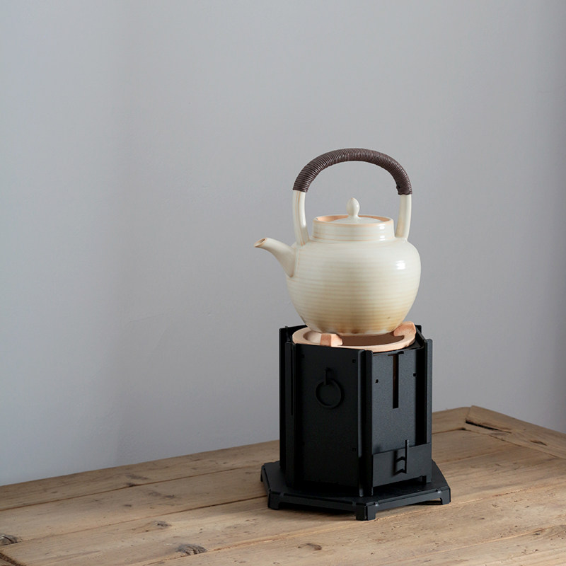 原创铁艺六角煮茶炉酒精温茶器温酒煮茶器蜡烛木炭火炉茶室煮茶炉