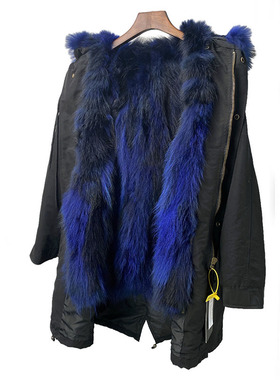 海宁派克服女新款冬貉子毛皮草内胆中长款外套派克大衣可拆卸k135