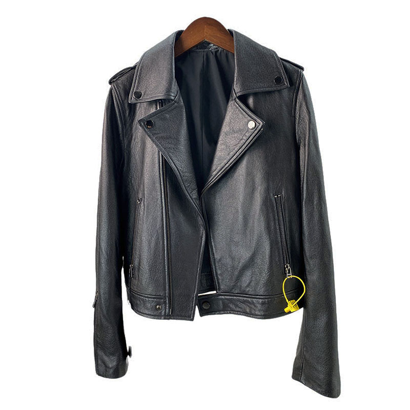 梨花头纯绵羊皮修身头层皮衣短