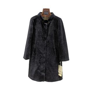 断码清仓！100%羊毛羊剪绒皮草外套中长款修身大衣高端保暖立领特