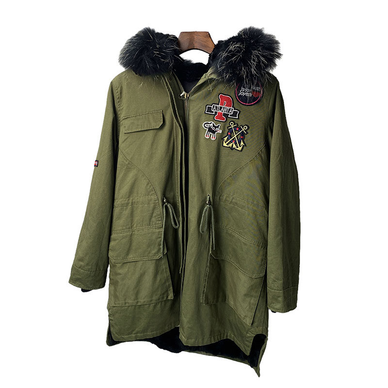 秋冬冬獭兔毛皮毛一体内胆中长款