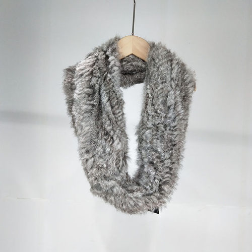 日系兔毛裘皮编织弹力套头围巾
