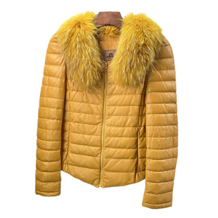 短款貉子毛领真皮绵羊皮皮衣羽绒服女2025冬季新款保暖羽绒外套特