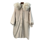 秋冬可拆卸獭兔毛内胆貉子毛领派克服中长款 尼克服外套女连帽k123