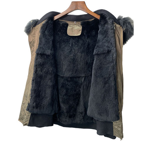 派克服冬季整皮獭兔毛皮草外套男