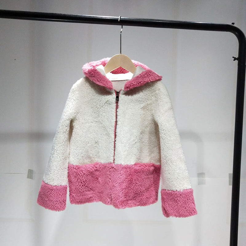 儿童皮草海宁男女颗粒绒连帽