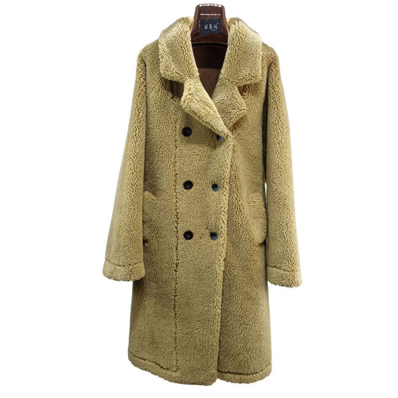 全羊毛中长款颗粒羊剪绒过膝