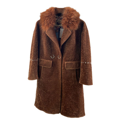 秋冬款羊毛大衣修身显瘦羊剪绒