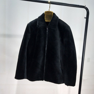 2025新款复合皮毛一体羊剪绒翻领夹克男装短款羊羔毛皮草冬外套特