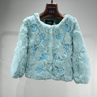 拼獭兔毛皮草外套韩版 小码 短款 七分袖 上衣特 断码 百搭女冬装 清仓