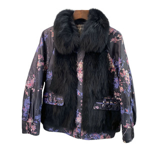 真皮羽绒棉服女短款海宁秋冬新款时尚气质绵羊皮狐狸毛领皮外套特