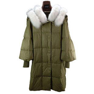 天使之翼进口狐狸毛毛领鹅绒羽绒服女皮草外套大衣新款冬年轻宽松