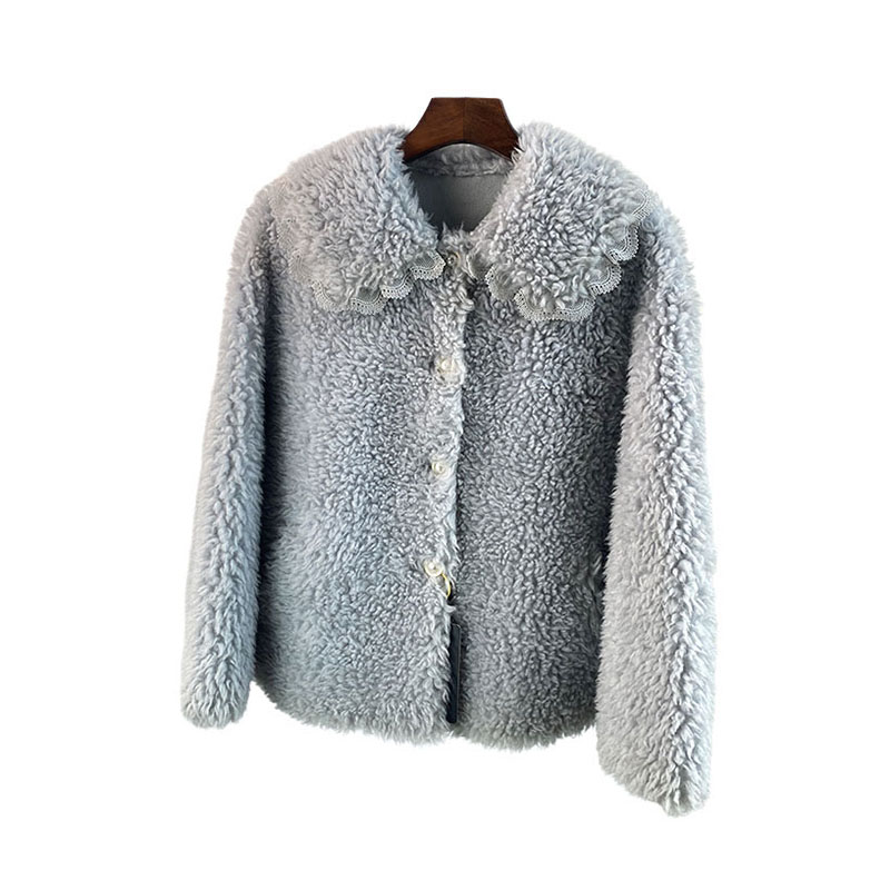 100羊毛小香风羊剪绒皮草外套