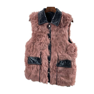 限时反季优惠托斯卡纳羊毛皮毛一体中长款马甲夹机车款背心 外搭