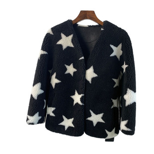 海魂衫羊羔毛皮毛一体年轻皮草羊剪绒外套女2025新款短款五角星V