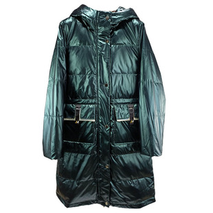 90白鸭绒中长款羽绒服女连帽冬季款韩版时尚洋气保暖修身外套免洗