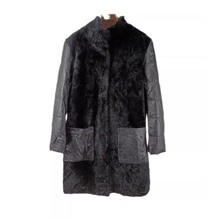 微瑕疵处理 冬上衣圆领特 美利奴真皮真毛羊毛皮毛一体原生态短款