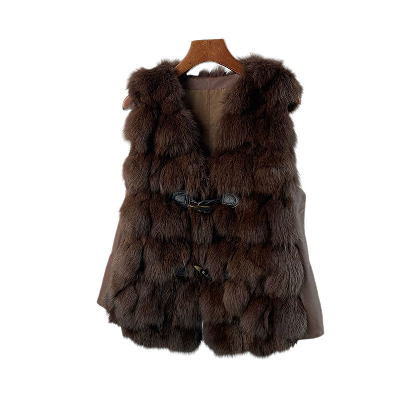 真毛狐狸毛皮草马甲女短款外套