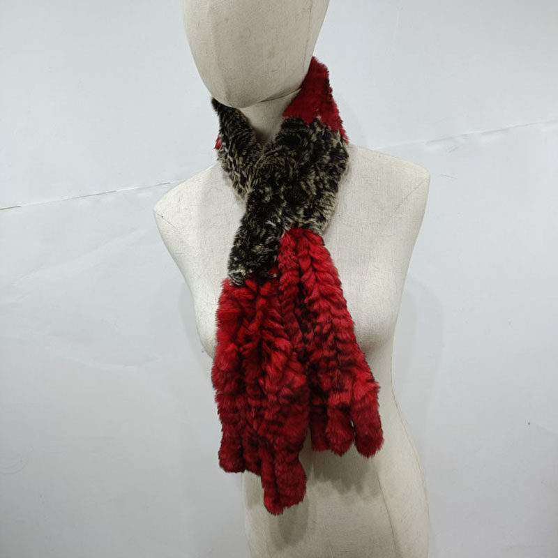 真毛全手工编织獭兔毛围巾