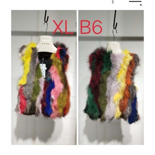 男女秋冬真貉子狐狸毛皮草毛绒短款背心马甲夹小儿童外套特价XL码