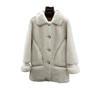 海宁皮草颗粒羊剪绒外套女2025新款中长款羊羔毛加厚皮毛一体大衣