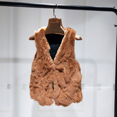 童装 2024款 秋冬季 保暖真皮草獭兔毛外套坎肩外搭男女儿童毛马甲特