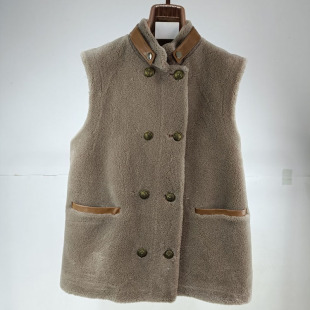 皮草羊剪绒外套女秋冬减龄大码 马甲皮毛一体外穿羊羔毛马夹潮 短款