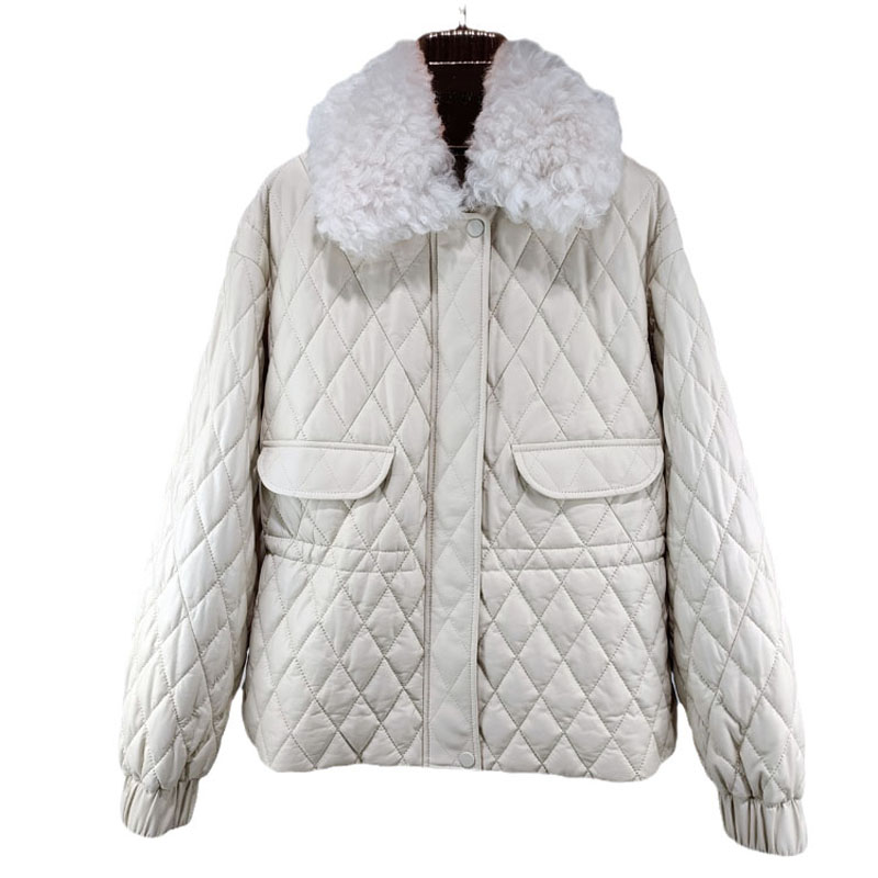 宽松韩版短款真皮绵羊皮短外套女